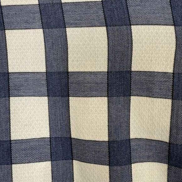 Thomas Dean Button Front Shirt Navy Blue White Large Plaid Check Size XL - Picture 3 of 11